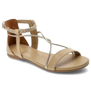 Beżowe Sandały Damskie Tamaris Modne Letnie Buty. Brązowe sandały Tamaris, bez wzorów, bez obcasa, bez zapięcia. Za 259,00 zł.