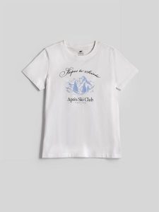 4F T-shirt regular z nadrukiem damski - biały XL. Białe t-shirty 4f, m, bez wzorów, z bawełny, bez kołnierzyka, bez ramiączek. Za 69,99 zł.