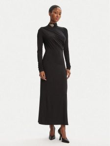 Simona Corsellini Sukienka wieczorowa A25CPAB00601 Czarny Slim Fit. Czarne sukienki SIMONA CORSELLINI, bez wzorów, z wiskozy, wizytowe, bez kołnierzyka, bez ramiączek. Za 629,99 zł.