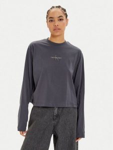 Calvin Klein Jeans Bluzka Monologo J20J224200 Szary Relaxed Fit. Szare bluzki Calvin Klein Jeans, s, bez wzorów, z bawełny, bez kołnierzyka, bez ramiączek. Za 209,99 zł.