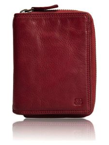 Bellicci Skórzany portfel "Greta" w kolorze czerwonym - 9,5 x 13 x 3 cm rozmiar: onesize. Czerwone portfele Bellicci, bez wzorów, z materiału. Za 105,38 zł.