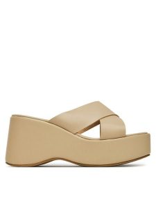 DeeZee Klapki F22067-4 Beżowy. Brązowe klapki DeeZee, bez wzorów, z materiału, bez obcasa. Za 139,99 zł.