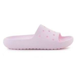Klapki Crocs classic slide v2 209401-6ZW różowe. Czerwone klapki bez wzorów, bez obcasa. Za 223,31 zł.
