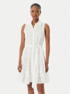 LOLA CASADEMUNT Sukienka letnia LS2616037 Kremowy Regular Fit. Białe kombinezony LOLA CASADEMUNT, na lato, xl, bez wzorów, z bawełny, bez kołnierzyka, bez ramiączek. Za 459,99 zł.