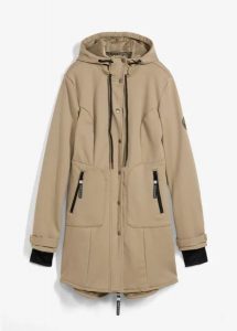 Kurtka parka softshell super-stretch, odpychająca wodę. Zielone kurtki bonprix, bez wzorów, z softshellu, bez kaptura. Za 359,99 zł.