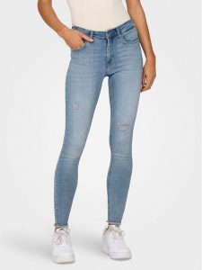 ONLY Jeansy Blush 15282346 Niebieski Skinny Fit. Niebieskie jeansy ONLY, bez wzorów, z bawełny. Za 199,99 zł.