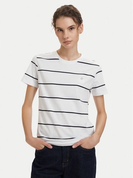 Beverly Hills Polo Club T-Shirt P-SS26W-TS0162 Biały Regular Fit. Białe t-shirty Beverly Hills Polo Club, s, bez wzorów, z bawełny, bez kołnierzyka, bez ramiączek. Za 129,99 zł.