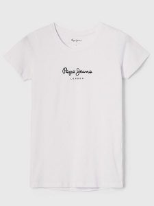 Pepe Jeans Koszulka w kolorze białym rozmiar: M. Białe bluzki Pepe Jeans, m, bez wzorów, z jeansu, bez kołnierzyka, bez ramiączek. Za 96,60 zł.