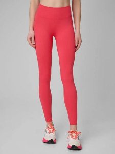 4F Legginsy sportowe w kolorze różowym rozmiar: XS/S. Różowe legginsy 4f, s, bez wzorów, z materiału, z podwyższonym stanem, outdoorowe. Za 57,99 zł.