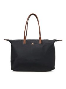 Tommy Hilfiger Torebka Popette Maxi Tote AW0AW17996 Czarny. Czarne torebki klasyczne TOMMY HILFIGER, bez wzorów, ze skóry, bez dodatków. Za 289,99 zł.