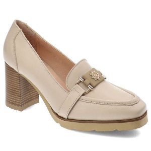 Beżowe Półbuty Simen Skórzane Eleganckie Buty Na Obcasie. Brązowe półbuty Simen, bez wzorów, ze skóry, bez obcasa, na obcasie, bez zapięcia. Za 309,00 zł.