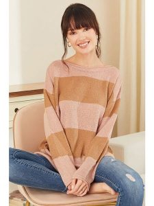 Milan Kiss Sweter w kolorze różowo-brązowym rozmiar: XL. Brązowe długie swetry Milan Kiss, xl, z bawełny, bez kołnierzyka. Za 178,45 zł.