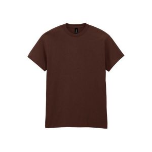 Ciężka Bawełniana Koszulka Unisex Dla Dorosłych. Brązowe bluzki GILDAN, xl, bez wzorów, z bawełny, sportowe, bez kołnierzyka, bez ramiączek. Za 51,99 zł.