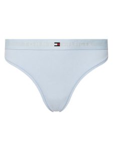 Tommy Hilfiger Stringi UW0UW04146 Błękitny. Niebieskie stringi TOMMY HILFIGER, bez wzorów, z bawełny. Za 59,99 zł.