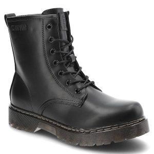 Czarne Glany Big Star Damskie Modne Buty Ocieplane. Czarne botki Big Star, z futra, bez obcasa, na płaskiej podeszwie, bez zapięcia. Za 170,00 zł.