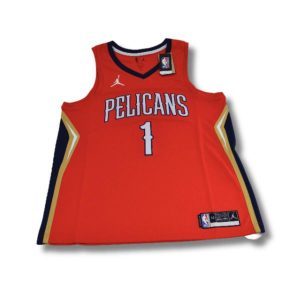 Koszulka Air Jordan New Orleans Pelicans Swingman Jersey Zion Williamson Edition. Czerwone bluzki Jordan, bez wzorów, z jersey, sportowe, bez kołnierzyka, bez ramiączek. Za 299,00 zł.