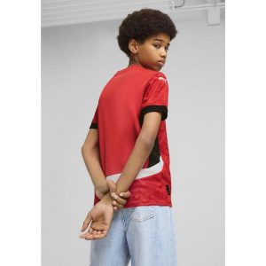 Młodzieżowa koszulka domowa Egipt 2025 PUMA Red Black. Czarna bluzki Puma, m, bez wzorów, młodzieżowe, bez kołnierzyka, bez ramiączek. Za 329,00 zł.
