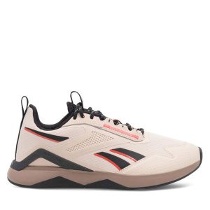 Buty na siłownię Reebok. Brązowe buty sportowe Reebok, bez wzorów, bez zapięcia, na fitness i siłownię. Za 239,99 zł.