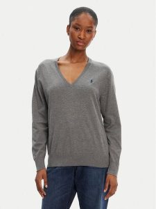 Polo Ralph Lauren Sweter 211972105001 Szary Straight Fit. Szare swetry klasyczne Polo Ralph Lauren, m, z bawełny, bez kołnierzyka. Za 469,99 zł.