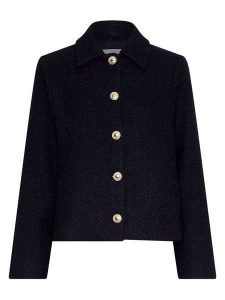 MOSS COPENHAGEN Kurtka koszulowa "Aiste Abriella" w kolorze czarnym rozmiar: M/L. Czarne kurtki Moss Copenhagen, l, bez wzorów, bez kaptura. Za 217,99 zł.