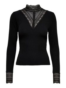 ONLY Koszulka "Tilde" w kolorze czarnym rozmiar: XL. Czarne bluzki ONLY, xl, bez wzorów, z koronki, bez kołnierzyka, bez ramiączek. Za 70,45 zł.