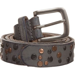 Skórzany pasek "Drop Rivet III" w kolorze szarym. Szare paski marki FREDsBRUDER, bez wzorów, z materiału. W wyprzedaży za 85,95 zł.