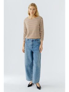 Oui Koszulka w kolorze karmelowo-kremowym rozmiar: 40. Brązowe bluzki Oui, bez wzorów, z bawełny, bez kołnierzyka, bez ramiączek. Za 162,49 zł.