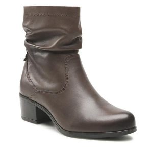 Botki Go Soft. Brązowe botki Go Soft, bez wzorów, bez obcasa, na słupku, bez zapięcia. Za 139,99 zł.