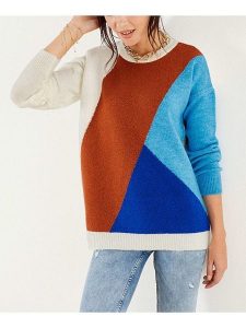 Milan Kiss Sweter w kolorze kremowo-karmelowo-niebieskim rozmiar: L. Brązowe swetry oversize Milan Kiss, l, bez wzorów, z wełny, bez ramiączek. Za 130,99 zł.