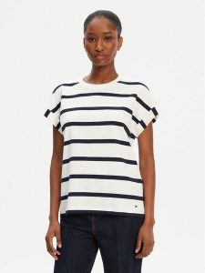 Tommy Hilfiger T-Shirt Gold Button WW0WW45628 Granatowy Regular Fit. Niebieskie t-shirty TOMMY HILFIGER, s, bez wzorów, z bawełny, bez kołnierzyka, bez ramiączek. Za 179,99 zł.