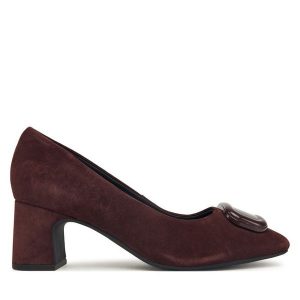 Czółenka Clarks. Czerwone czółenka Clarks, bez wzorów, bez obcasa, bez zapięcia. Za 399,99 zł.