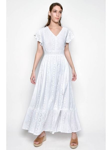 Tarifa Sukienka w kolorze białym rozmiar: M. Białe sukienki Tarifa, m, bez wzorów, z bawełny, bez kołnierzyka, bez ramiączek, maxi. Za 100,52 zł.