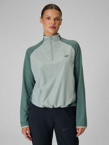 4F Bluza trekkingowa regular szybkoschnąca damska - turkusowa XS. Niebieskie bluzy 4f, l, bez wzorów, z materiału, bez kaptura. Za 199,99 zł.