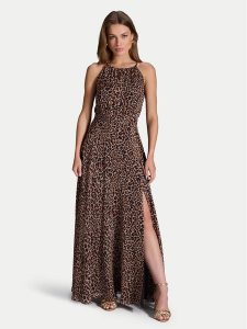 Swing Sukienka wieczorowa 5AI15400 Brązowy Regular Fit. Brązowe sukienki Swing, bez wzorów, z syntetyku, wizytowe, bez kołnierzyka, bez ramiączek. Za 569,99 zł.