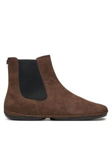 Camper Sztyblety Right K400705-006 Brązowy. Brązowe botki Camper, bez wzorów, z nubiku, bez obcasa, na płaskiej podeszwie, bez zapięcia. Za 589,99 zł.