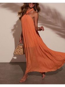 Milan Kiss Sukienka w kolorze pomarańczowym rozmiar: XL. Pomarańczowe sukienki Milan Kiss, na imprezę, xl, bez wzorów, z bawełny, bez kołnierzyka, bez ramiączek, maxi. Za 175,67 zł.