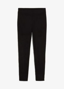 Legginsy ocieplane, z prążkowanej tkaniny termicznej. Szare legginsy bonprix, bez wzorów, prążkowane, z podwyższonym stanem. Za 64,99 zł.