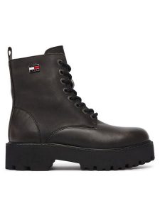 Tommy Jeans Trapery Tjw Platform Brushed Lth Boots EN0EN03141 Czarny. Czarne buty zimowe Tommy Jeans, z jeansu, bez obcasa, bez zapięcia. Za 749,99 zł.