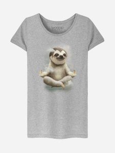 WOOOP Koszulka "Sloth Meditate" w kolorze szarym rozmiar: L. Szare bluzki Wooop, l, bez wzorów, z bawełny, bez kołnierzyka, bez ramiączek. Za 56,99 zł.