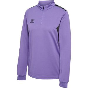 Damska bluza dresowa half zip Hummel Authentic. Fioletowe bluzy Hummel, bez wzorów, z dresówki, bez kaptura. Za 222,00 zł.