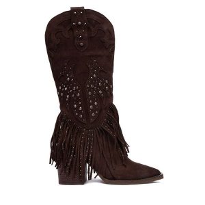 Kowbojki Alma En Pena. Brązowe buty zimowe Alma en Pena, bez obcasa, na słupku, bez zapięcia. Za 919,99 zł.