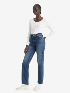Levi's Dżinsy - Straight fit - w kolorze niebieskim rozmiar: W29/L29. Niebieskie jeansy Levi's®, z aplikacjami, ze skóry, z podwyższonym stanem. Za 251,74 zł.