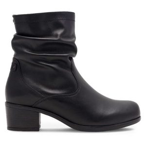 Botki Go Soft. Czarne botki Go Soft, bez wzorów, bez obcasa, na słupku, bez zapięcia. Za 259,99 zł.