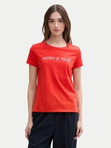 Tom Tailor Denim T-Shirt 1045417 Czerwony Regular Fit. Czerwone t-shirty TOM TAILOR DENIM, xl, bez wzorów, z bawełny, bez kołnierzyka, bez ramiączek. Za 49,99 zł.