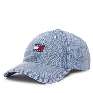 Czapka z daszkiem Tommy Jeans. Fioletowe czapki Tommy Jeans, bez wzorów, z jeansu. Za 149,99 zł.