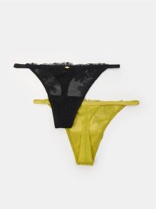 Majtki stringi 2 pack - zielony. Zielone stringi Sinsay, bez wzorów. Za 19,99 zł.