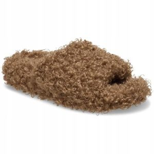 Klapki Dla Dorosłych Crocs Classic Duudle Fur Slide. Brązowe klapki Crocs, bez wzorów, z materiału, bez obcasa. Za 230,99 zł.