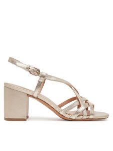 Geox Sandały D55YZB-000Y2 C2012 Złoty. Żółte sandały Geox, bez wzorów, ze skóry, bez obcasa, na słupku, bez zapięcia. Za 389,99 zł.