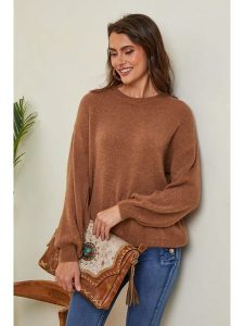 Joséfine Sweter "Letenye" w kolorze jasnobrązowym rozmiar: L. Brązowe swetry oversize Joséfine, l, bez wzorów, z kaszmiru, bez ramiączek. Za 184,46 zł.