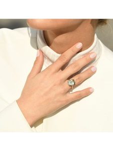 DIAMOND & CO Złoty pierścionek "Green Hill" z diamentami rozmiar: 52. Zielone pierścionki Diamond & Co, z ametystem, złote. Za 1 739,99 zł.